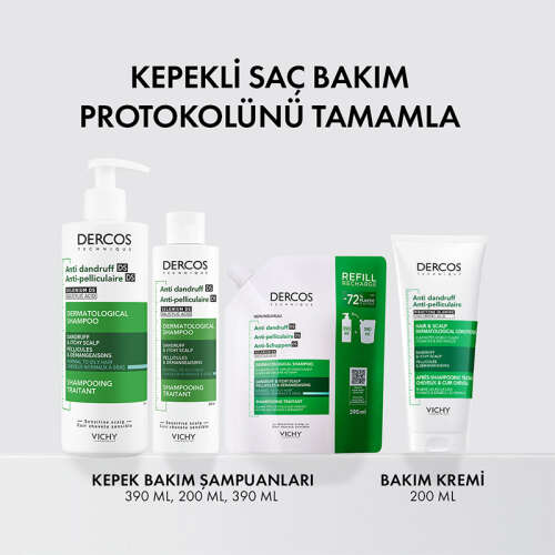 Vichy Dercos Anti Dandruff Kepek Karşıtı Şampuan 390 ml - Normal ve Yağlı Saçlar - Refill - 2