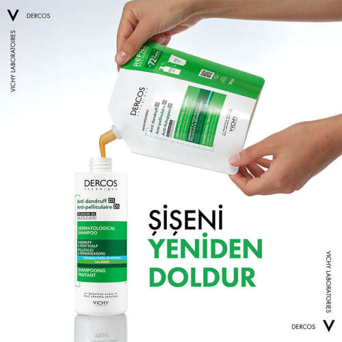 Vichy Dercos Anti Dandruff Kepek Karşıtı Şampuan 390 ml - Normal ve Yağlı Saçlar - Refill - 5