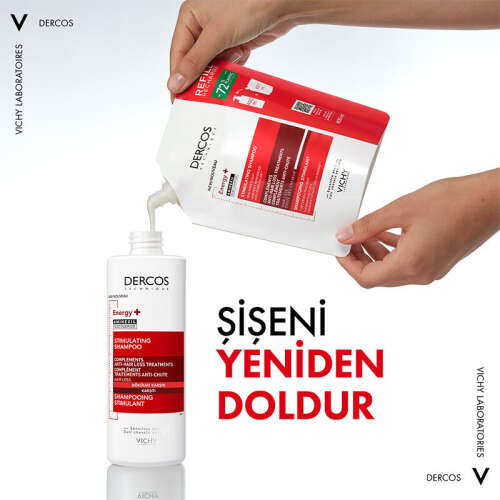 Vichy Dercos Energising Saç Dökülmesine Karşı Şampuan 390 ml - Refill - 4