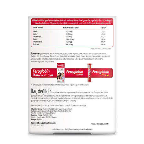 Vitabiotics Feroglobin Iron Takviye Edici Gıda 30 Kapsül - 2