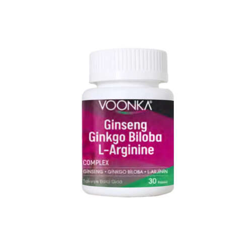 Voonka Ginseng, Ginkgo ve L-Arjinin İçeren Takviye Edici Gıda 30 kapsül - Voonka