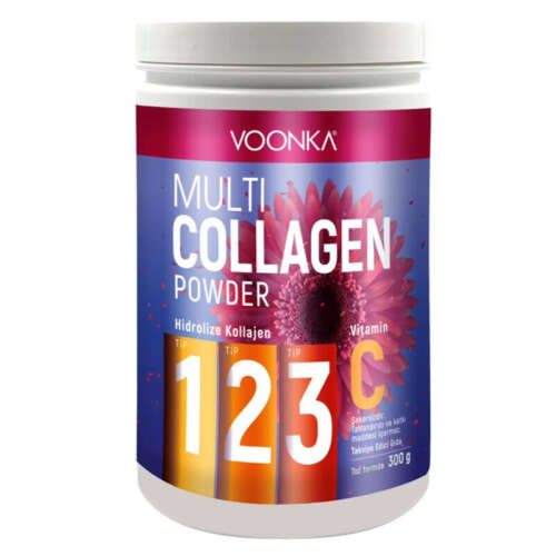 Voonka Multi Collagen Powder Hidrolize Kollajen Tip 1 2 3 Vitamin C 300 gr - Voonka