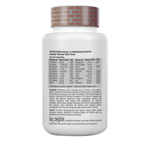 Voop Multivitamin ve Multimineral İçeren Takviye Edici Gıda 30 Kapsül - 2