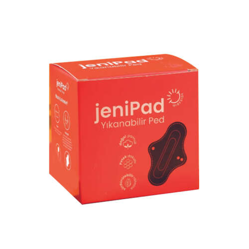W-Beside JeniPad Yıkanabilir Kadın Pedi Pamuklu Sızdırmaz Normal Ultra Emici Siyah 3 Adet - W Beside