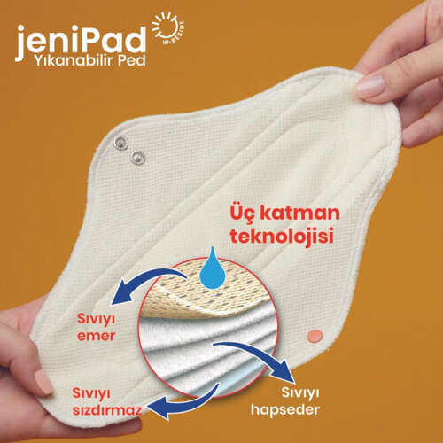 W Beside Jenipad Yıkanabilir Kadın Pedi Pamuklu Sızdırmaz Normal Ultra Emici Beyaz 3 Adet - 3