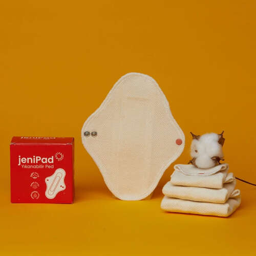 W Beside Jenipad Yıkanabilir Beyaz Kadın Pedi Pamuklu Sızdırmaz Normal Ultra Emici 3 Adet - 2