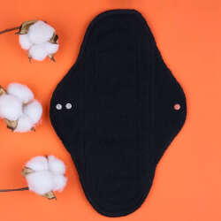 W Beside Jenipad Yıkanabilir Kadın Pedi Pamuklu Sızdırmaz Normal Ultra Emici Siyah 3 Adet - 3