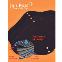W-Beside JeniPad Yıkanabilir Ped 6 Adet - Siyah Günlük - 3