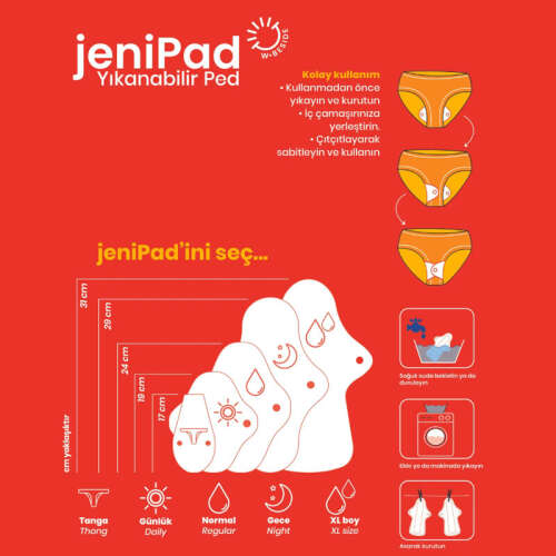 W Beside Jenipad Pamuk Yıkanabilir Sızdırmaz Kadın Pedi Siyah Günlük 6 Adet - 4