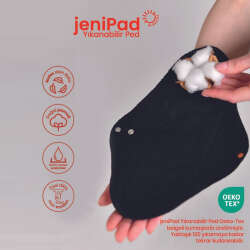 W Beside Jenipad Pamuk Yıkanabilir Sızdırmaz Kadın Pedi Siyah Günlük 6 Adet - 5