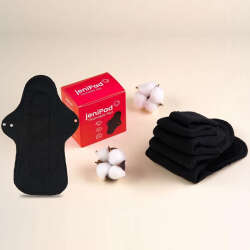 W Beside Jenipad Pamuk Yıkanabilir Sızdırmaz Kadın Pedi Siyah Mıx 3 Adet ( Günlük, Normal, Gece ) - 2