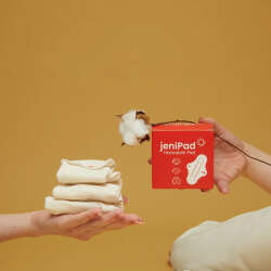 W Beside Jenipad Pamuk Yıkanabilir Sızdırmaz Kadın Pedi Beyaz Tanga 6 Adet - 2