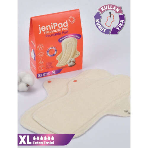 W - Beside Yıkanabilir Kadın Pedi Ultra Emici Sızdırmaz XL Beyaz 2 Adet - 3