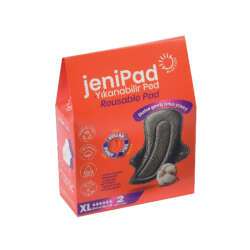 W Beside Jenipad Yıkanabilir Kadın Pedi Ultra Emici Sızdırmaz XL Siyah 2 Adet - 1