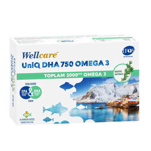 Wellcare UniQ DHA 750 Omega 3 Balık Yağı 30 Kapsül - Wellcare