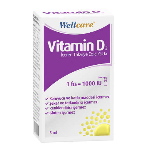 Wellcare Vitamin D3 1000 IU Sprey Takviye Edici Gıda 5 ml - Wellcare