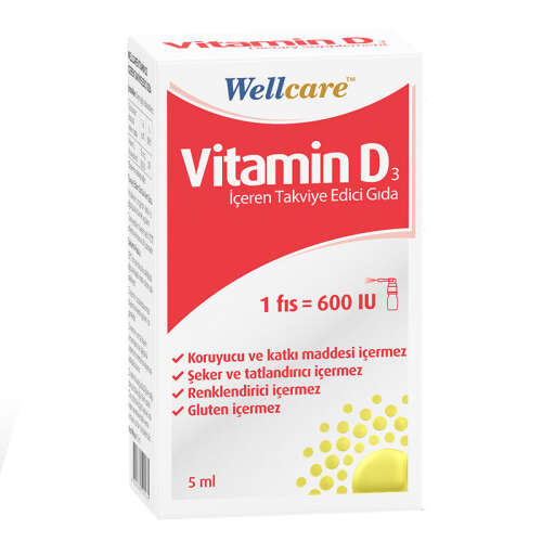 Wellcare Vitamin D3 İçeren Takviye Edici Gıda 5 ml 1 Fıs 600 IU - Wellcare