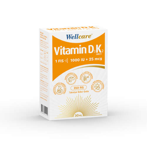 WellCare Vitamin D3 + Vitamin K2 Takviye Edici Gıda 30 ml - 1