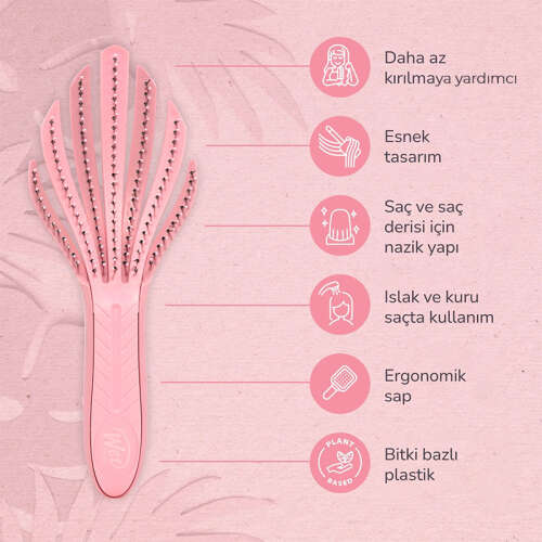 Wet Brush Go Green Kıvırcık Saçlara Özel Dolaşık Açıcı Saç Fırçası Pembe - 4