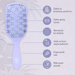 Wet Brush Go Green Paddle Detangler Kalın Telli Saçlar İçin Geniş Saç Fırçası - Lila - 4