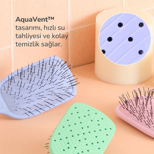 Wet Brush Go Green Paddle Detangler Kalın Telli Saçlar İçin Geniş Saç Fırçası - Lila - 7