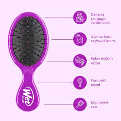 Wet Brush Mini Detangler Dolaşık Açıcı Saç Fırçası Mor - 4