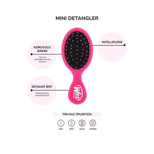 Wet Brush Mini Detangler Dolaşık Açıcı Saç Fırçası Pembe - 3