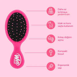 Wet Brush Mini Detangler Dolaşık Açıcı Saç Fırçası Pembe - 4