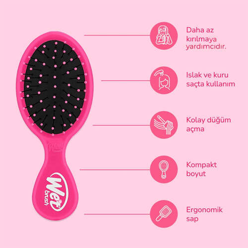Wet Brush Mini Detangler Dolaşık Açıcı Saç Fırçası Pembe - 4
