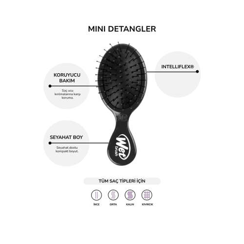 Wet Brush Mini Detangler Dolaşık Açıcı Saç Fırçası Siyah - 3
