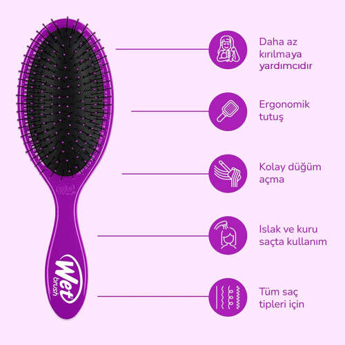 Wet Brush Original Detangler Dolaşık Açıcı Saç Fırçası - Mor - 3
