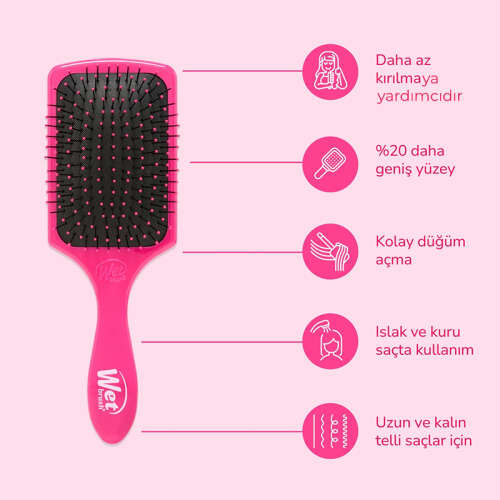 Wet Brush Paddle Detangler Dolaşık Açıcı Geniş Saç Fırçası Pembe - 5