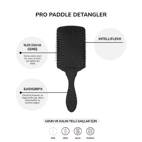 Wet Brush Pro Paddle Detangler Dolaşık Açıcı Geniş Saç Fırçası - Siyah - 4