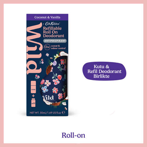 Wild Antiperspirant Roll On Cath Kidston Marble Ditsy Case - Coconut - Vanilla Refill 50 ml - Wild