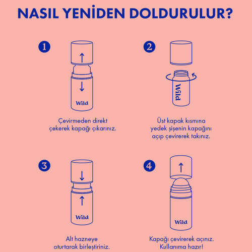 Wild Antiperspirant Roll On Coconut - Vanilla Refill Deodorant Yedek Dolum 50 ml - 6