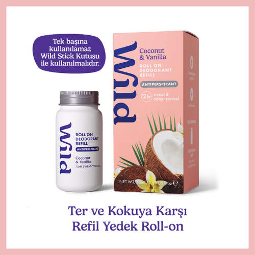 Wild Antiperspirant Roll On Coconut - Vanilla Refill Deodorant Yedek Dolum 50 ml - Wild