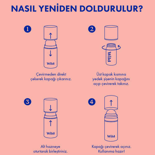 Wild Antiperspirant Roll On Aqua Case - Fresh Cotton - Sea Salt Refill Terleme Karşıtı Deodorant 50 ml - 6