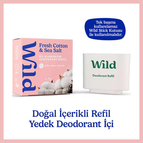 Wild Refill Yedek Stick Deodorant İçi Doğal Formül - Fresh Cotton - Sea Salt 40 g - Wild