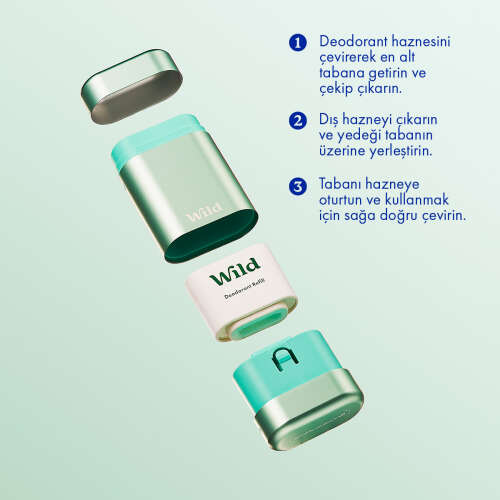 Wild Natural Stick Deodorant Kutu - Refill Fresh - Aqua Case -Fresh Cotton - Sea Salt 40 gr - 2
