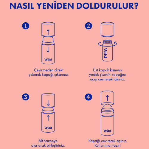 Wild Antiperspirant Roll On Fresh Cotton- Sea Salt Refill Deodorant Yedek Dolum 50 ml - 6