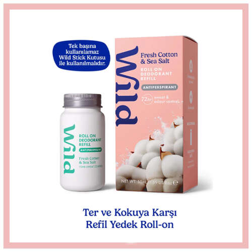 Wild Fresh Cotton-Sea Salt Roll On Deodorant Refill 50 ml - Wild
