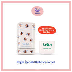 Wild Natural Stick Deodorant Kutu + Refill Paketi - Honey Bee + Honey & Cactus Flower 40 g - 1