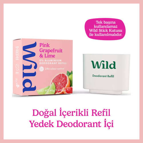 Wild Refill Yedek Stick Deodorant İçi Doğal Formül - Pink Grapefruit - Lime 40 g - Wild