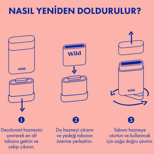 Wild Refill Yedek Stick Deodorant İçi Doğal Formül - Pink Grapefruit - Lime 40 g - 6