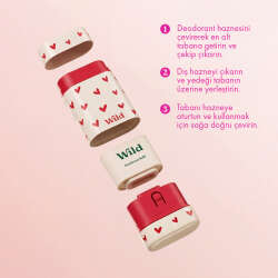 Wild Natural Stick Deodorant Kutu + Refill Paketi - Love Heart Case + Pink Grapefruit & Lime 40 g - 4