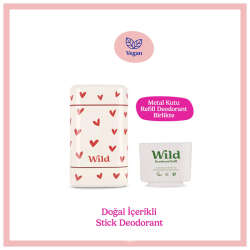 Wild Natural Stick Deodorant Kutu + Refill Paketi - Love Heart Case + Pink Grapefruit & Lime 40 g - 1
