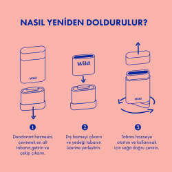 Wild Natural Stick Deodorant Kutu + Refill Paketi - Love Heart Case + Pink Grapefruit & Lime 40 g - 5
