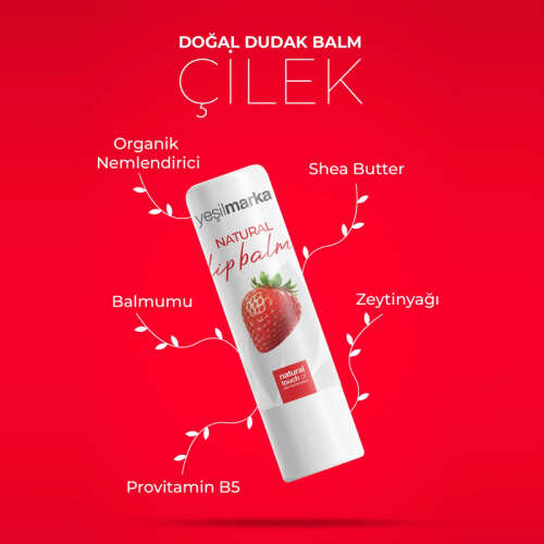 Yeşilmarka Doğal Dudak Balmı Çilek Aromalı - 3