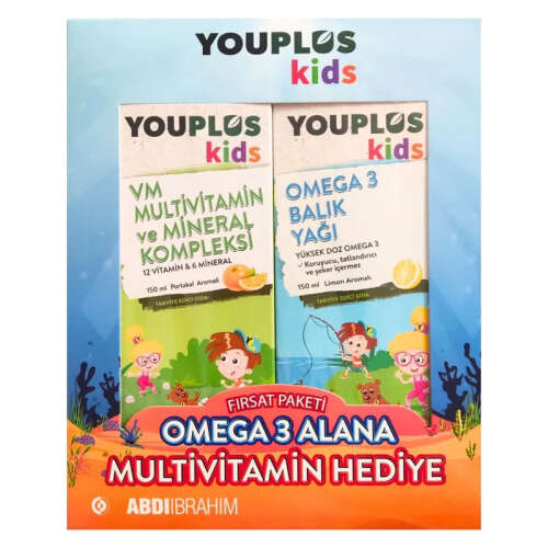 Youplus Kids VM Multivitamin ve Mineral Kompleks + Omega 3 SET - 1