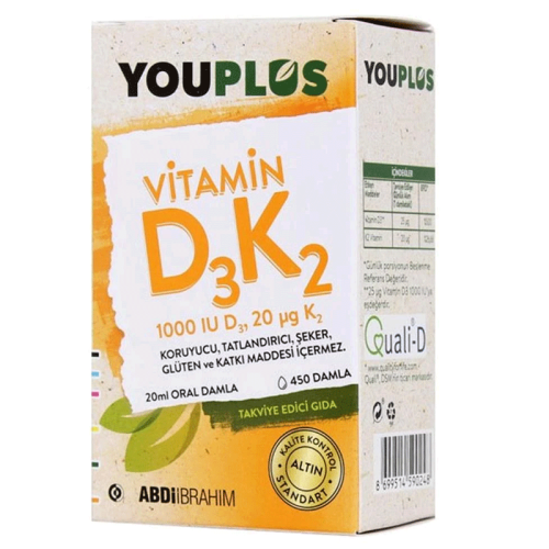 Youplus Vitamin D3K2 İçeren Takviye Edici Gıda 20 ml - Abdi İbrahim